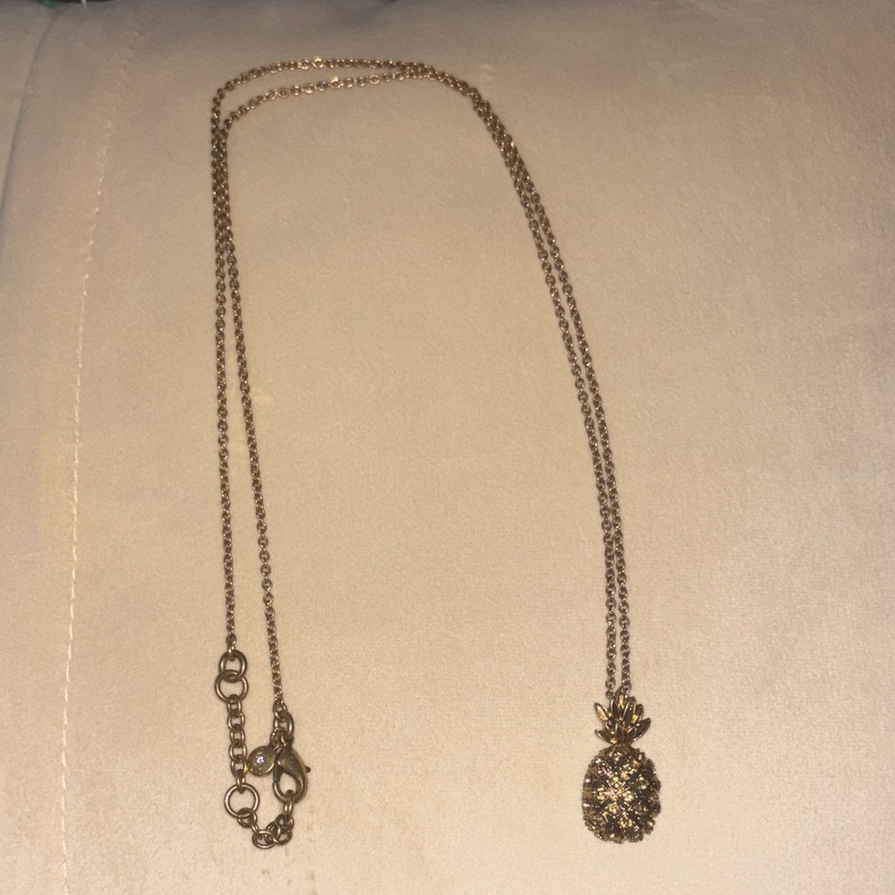 J. Crew Gold-Toned Pineapple long Pendant Necklace